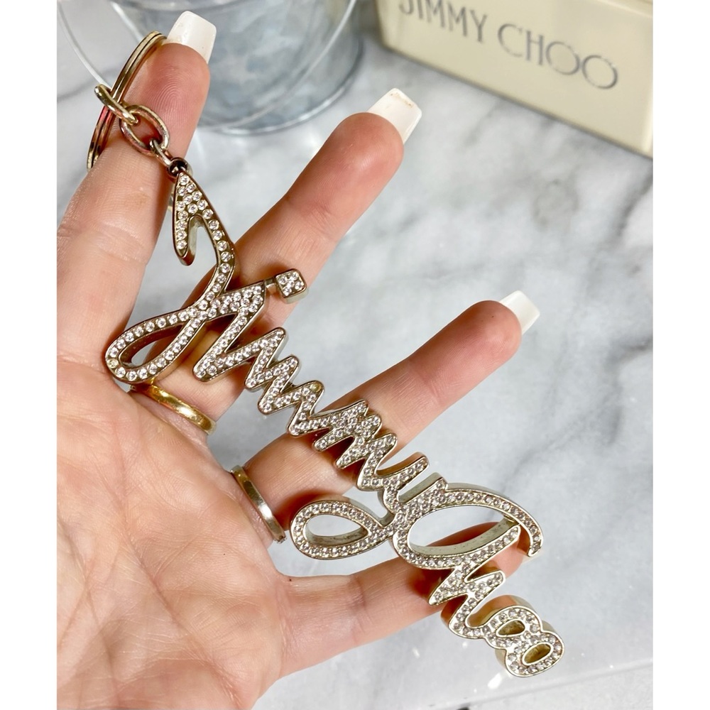 Jimmy Choo Crystal Logo Bag Charm/Keychain - Picture 3 of 9